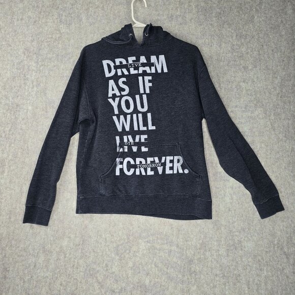 Vintage Charcoal Gray Graphic Hoodie Sweatshirt - Picture 1 of 5